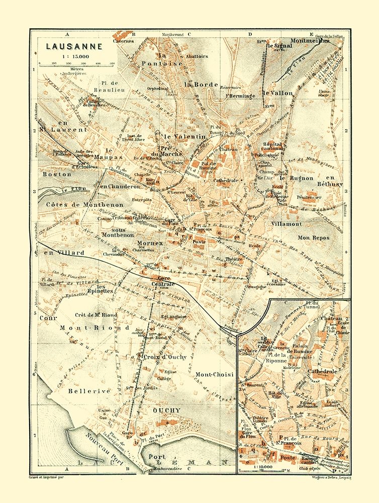 Lausanne Switzerland - Baedeker 1921 art print by Baedeker for $57.95 CAD