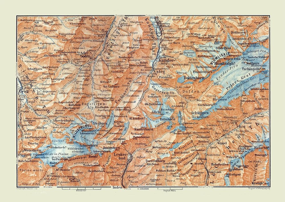 Kandersteg Region Switzerland - Baedeker 1921 art print by Baedeker for $57.95 CAD