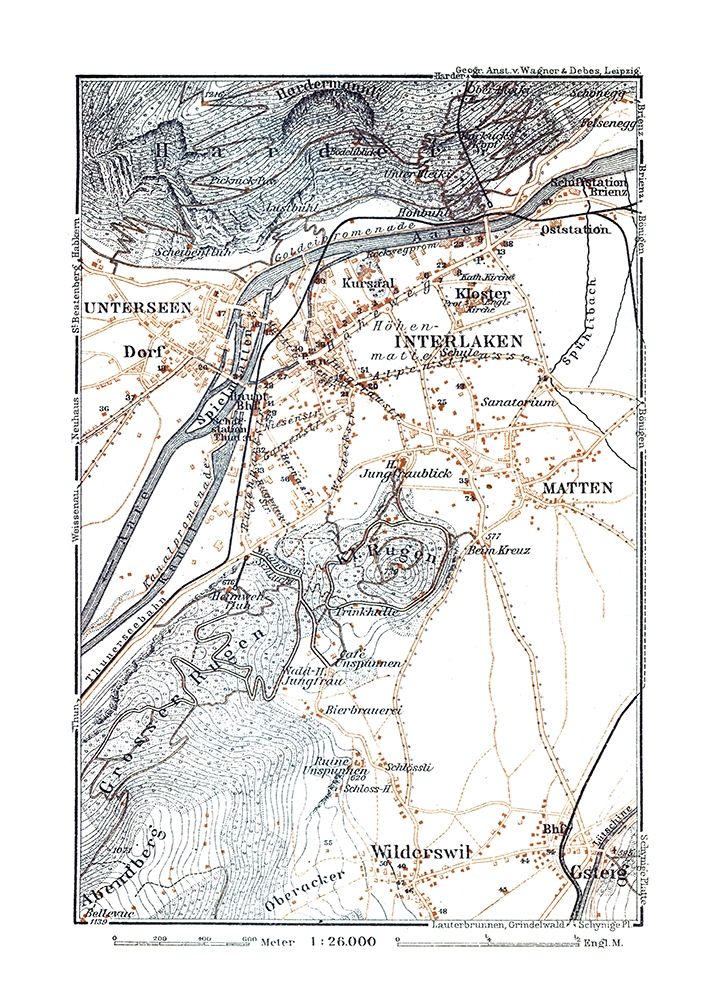 Interlaken Region Switzerland - Baedeker 1921 art print by Baedeker for $57.95 CAD