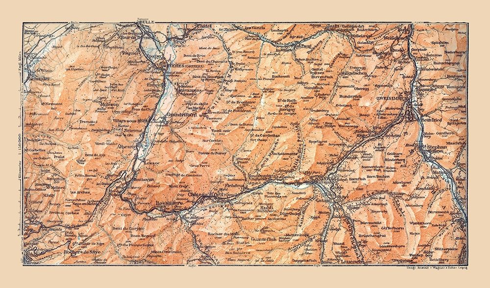 Gruyeres Switzerland - Baedeker 1921 art print by Baedeker for $57.95 CAD