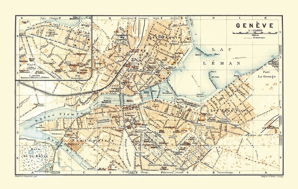 Geneva Switzerland - Baedeker 1921 art print by Baedeker for $57.95 CAD