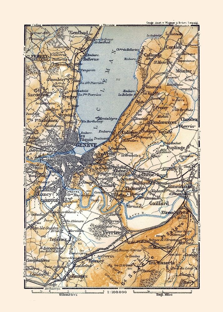 Geneva Region Switzerland France - Baedeker 1921 art print by Baedeker for $57.95 CAD