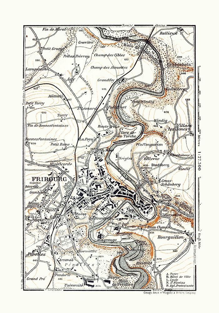Fribourg Switzerland - Baedeker 1921 art print by Baedeker for $57.95 CAD