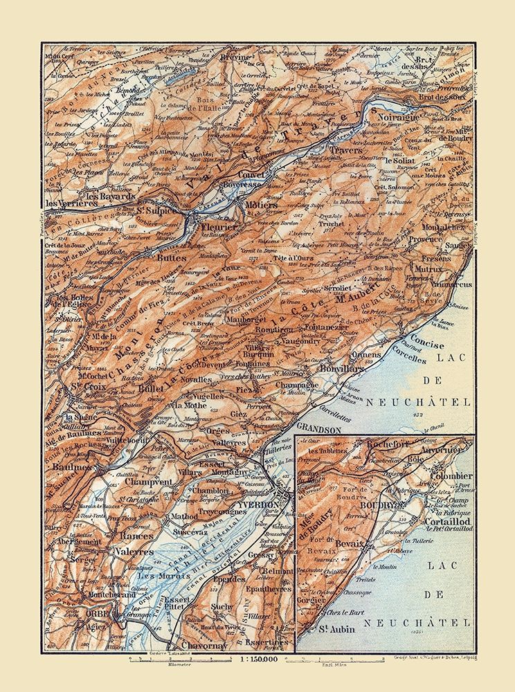 Fleurier Region Switzerland - Baedeker 1921 art print by Baedeker for $57.95 CAD