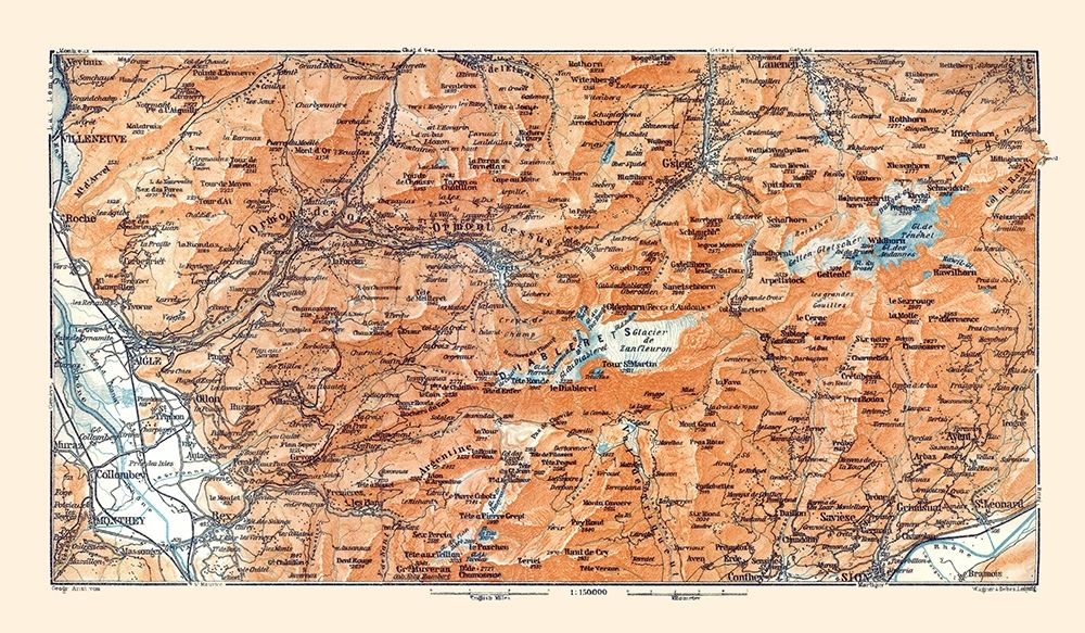 Diablerets Region Switzerland - Baedeker 1921 art print by Baedeker for $57.95 CAD