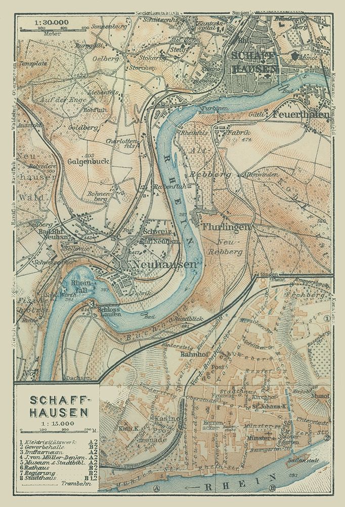 Schaffhausen Switzerland - Baedeker 1914 art print by Baedeker for $57.95 CAD
