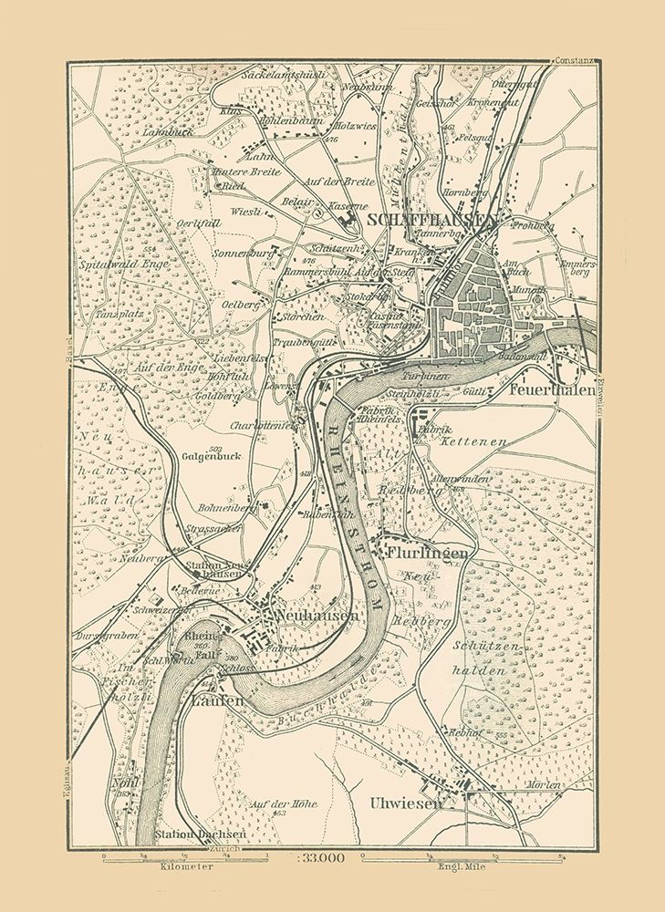 Schaffhausen Switzerland - Baedeker 1896 art print by Baedeker for $57.95 CAD