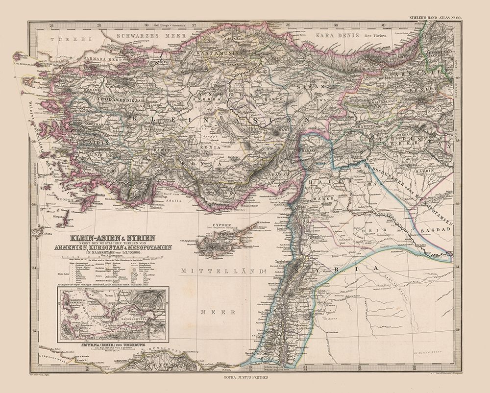 Asia Minor Syria Turkey - Stieler 1885 art print by Stieler for $57.95 CAD