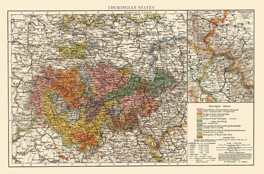 Thuringen State Germany - Andree 1895 art print by Andree for $57.95 CAD
