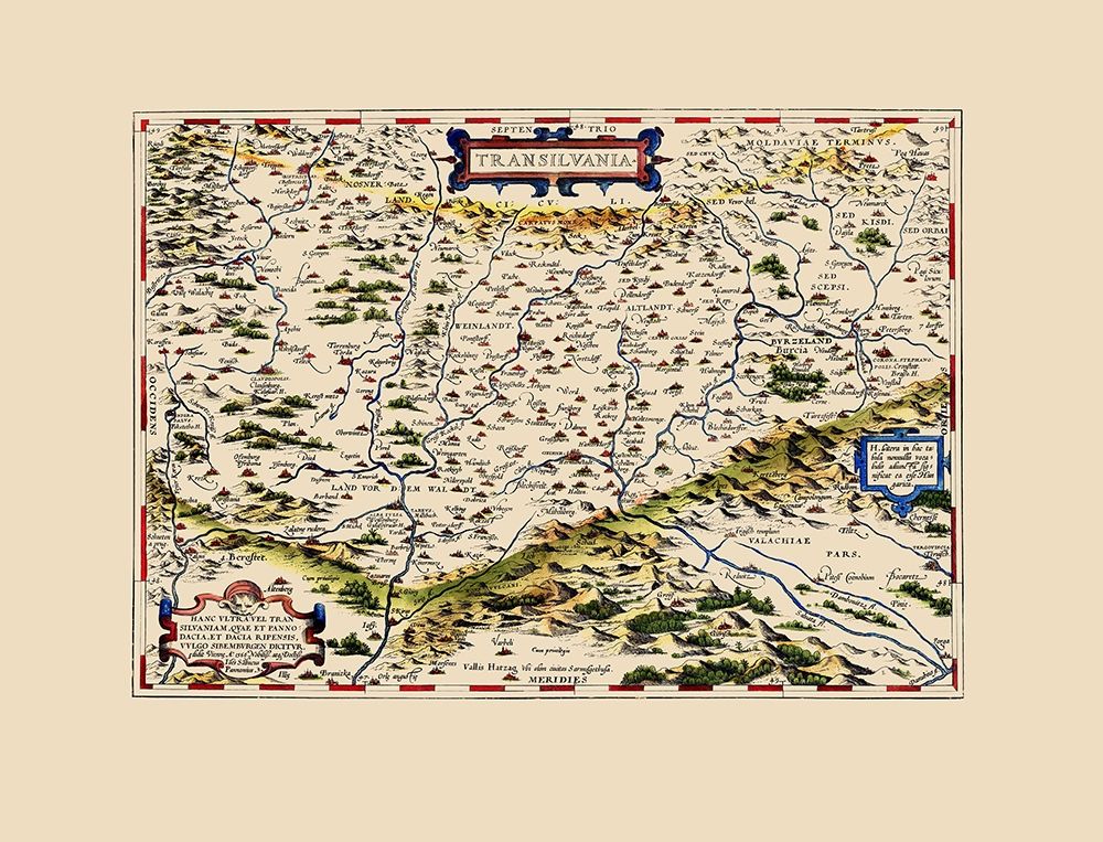 Transylvania Romania - Ortelius 1612 art print by Ortelius for $57.95 CAD