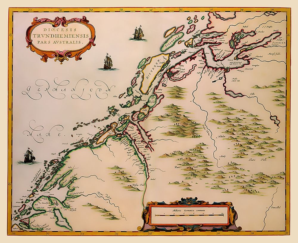Trondheim Region Norway - Jansson 1662 art print by Jansson for $57.95 CAD