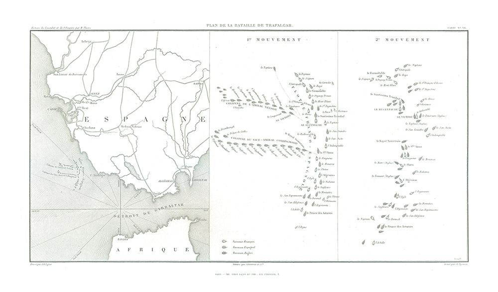Battle of Trafalgar, Field Plan - Thiers 1866 art print by Unknown for $57.95 CAD