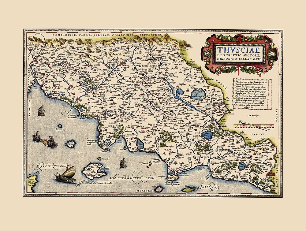 Tuscany Region Italy - Ortelius 1573 art print by Ortelius for $57.95 CAD