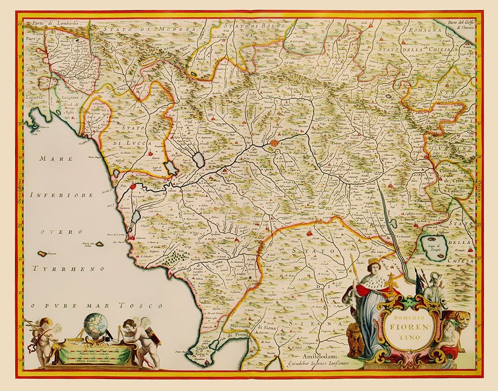 Tuscany Region Italy - Blaeu 1635 art print by Blaeu for $57.95 CAD