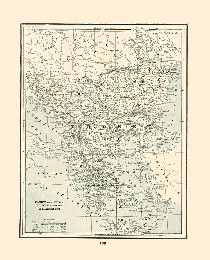 Turkey Greece Romania Serbia Montenegro art print by Rathbun for $57.95 CAD