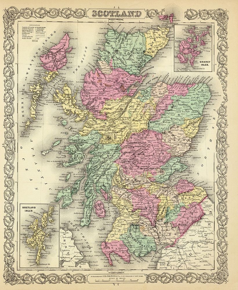 Scotland - Colton 1855 art print by Colton for $57.95 CAD