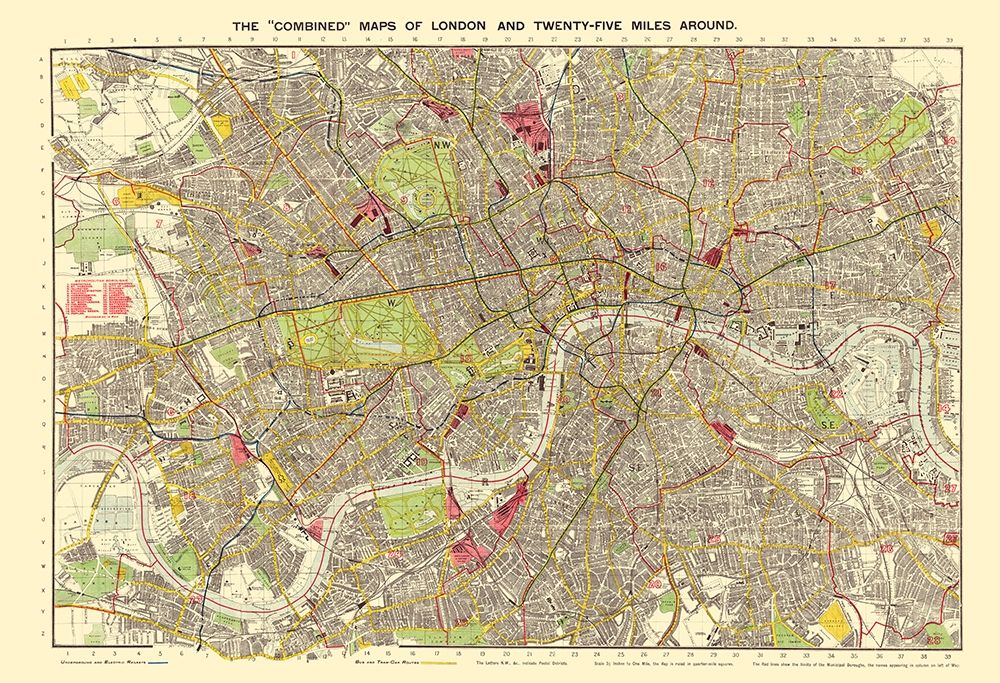 London England - Bartholomew 1905 art print by Bartholomew for $57.95 CAD