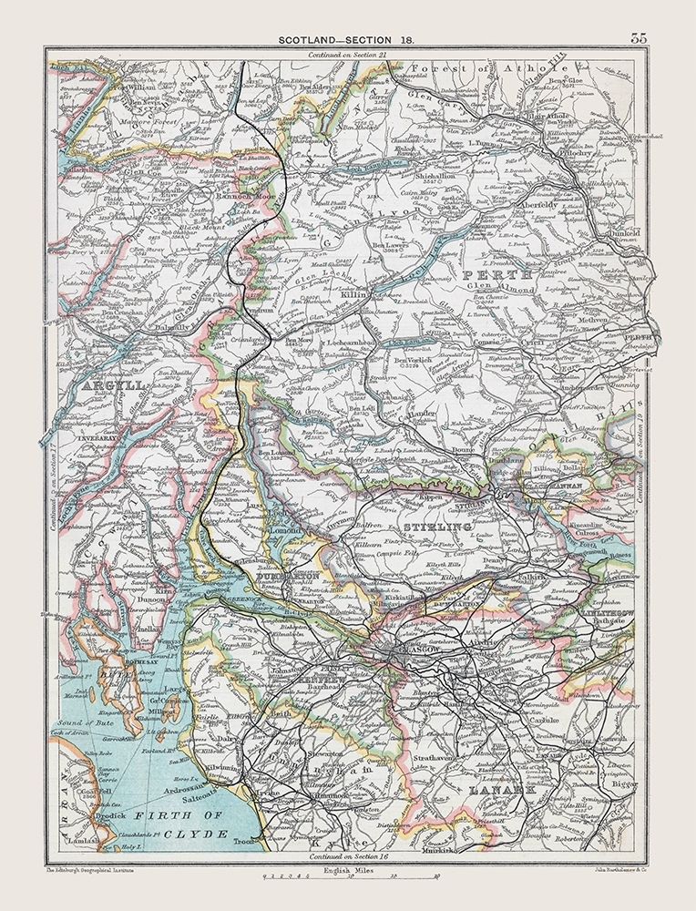 Southern Scotland - Bartholomew 1892 art print by Bartholomew for $57.95 CAD