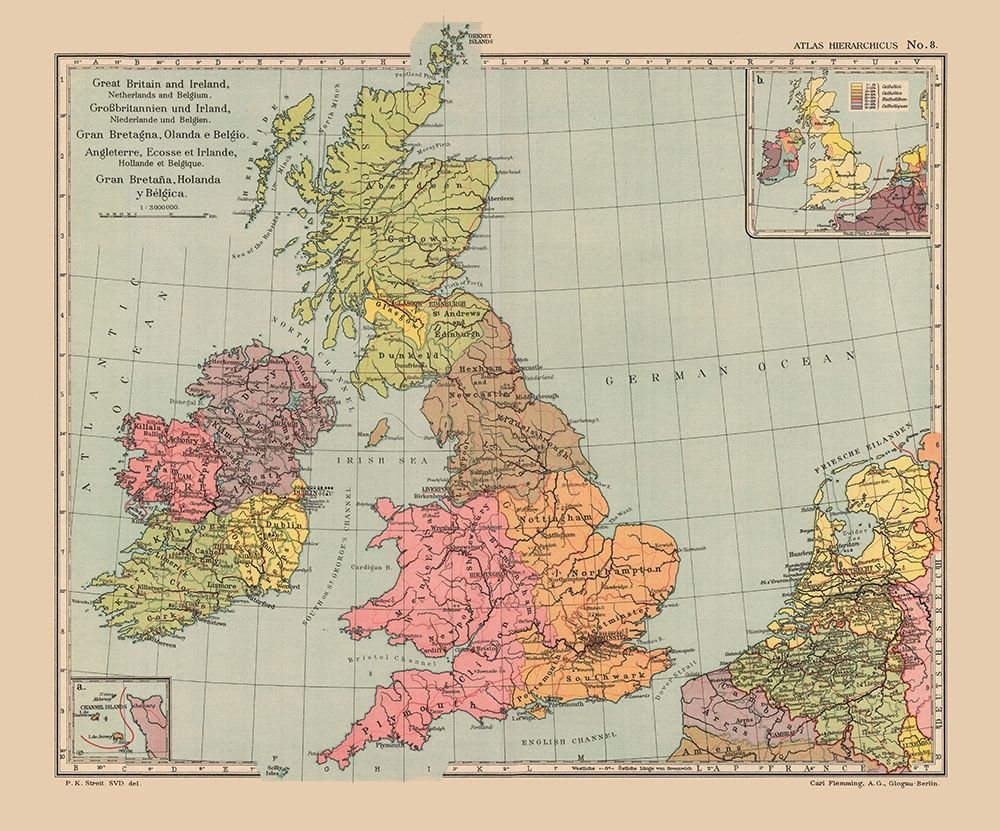 Great Britain Netherlands Belgium Ireland art print by Streit for $57.95 CAD