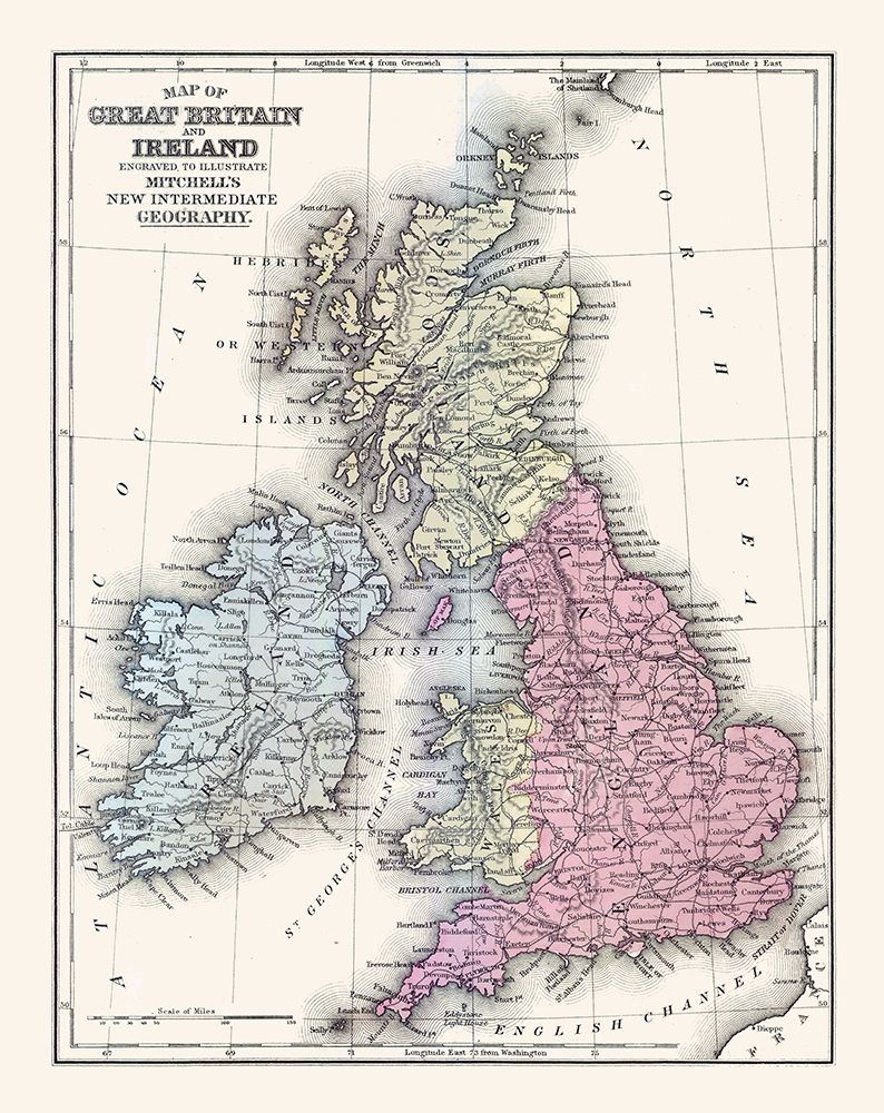 Great Britain Ireland - Mitchell 1877 art print by Mitchell for $57.95 CAD
