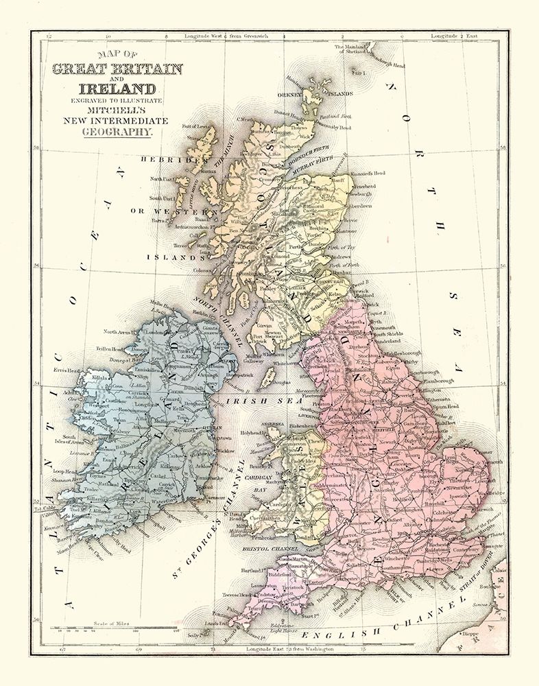 Great Britain Ireland - Mitchell 1869 art print by Mitchell for $57.95 CAD