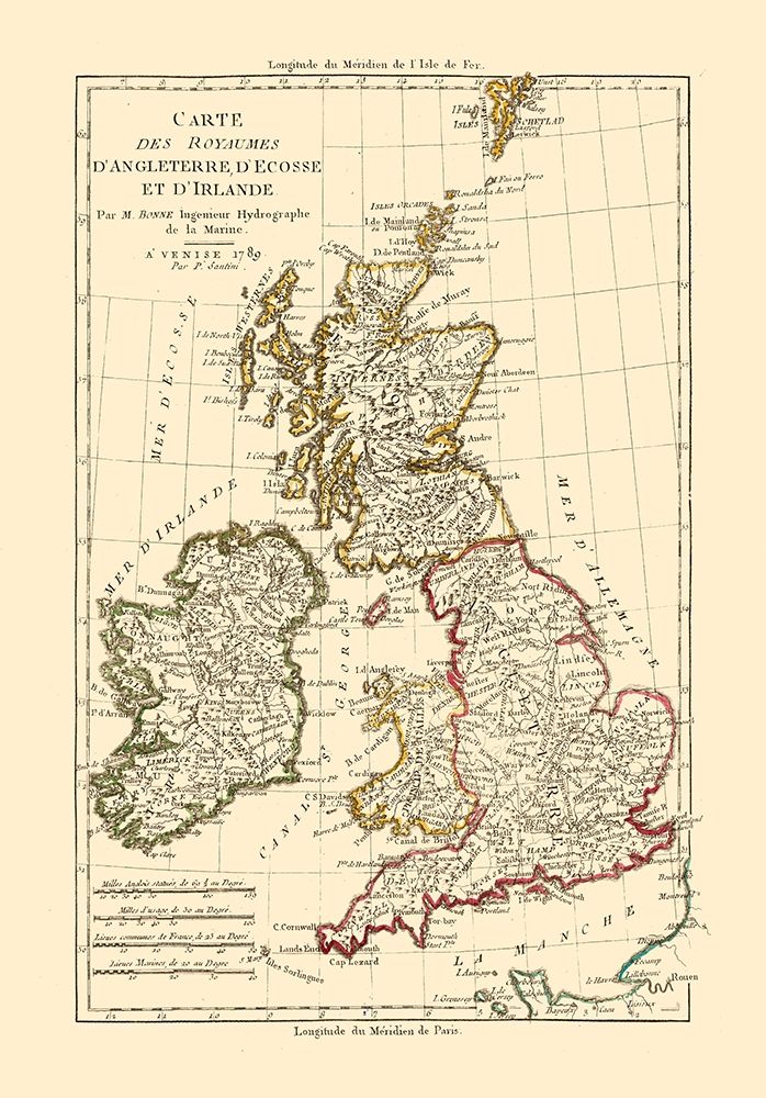 England Scotland Ireland - Santini 1794 art print by Santini for $57.95 CAD