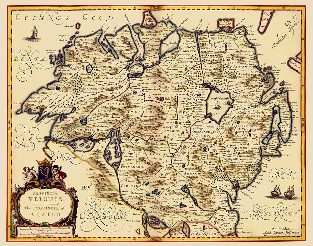 Ulster Province Ireland - Jansson 1646 art print by Jansson for $57.95 CAD