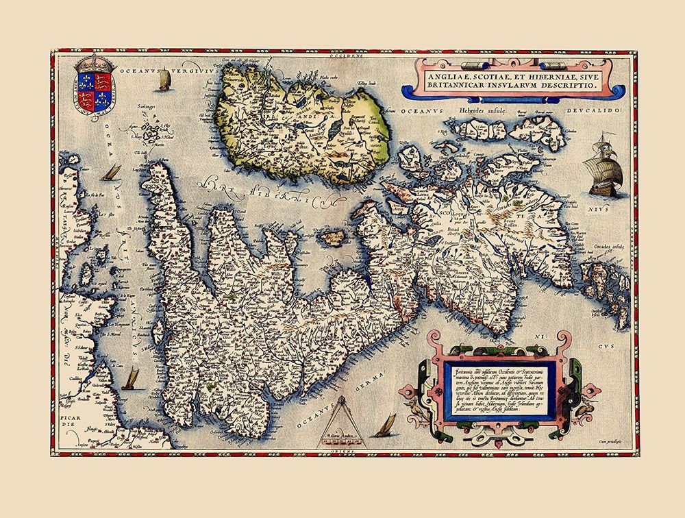England Scotland Wales - Ortelius 1570 art print by Ortelius for $57.95 CAD