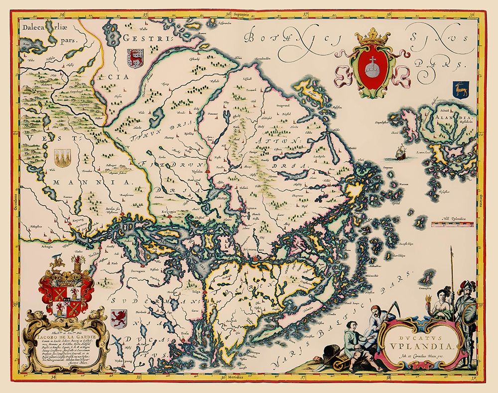 Uppland Province Sweden - Blaeu 1640 art print by Blaeu for $57.95 CAD