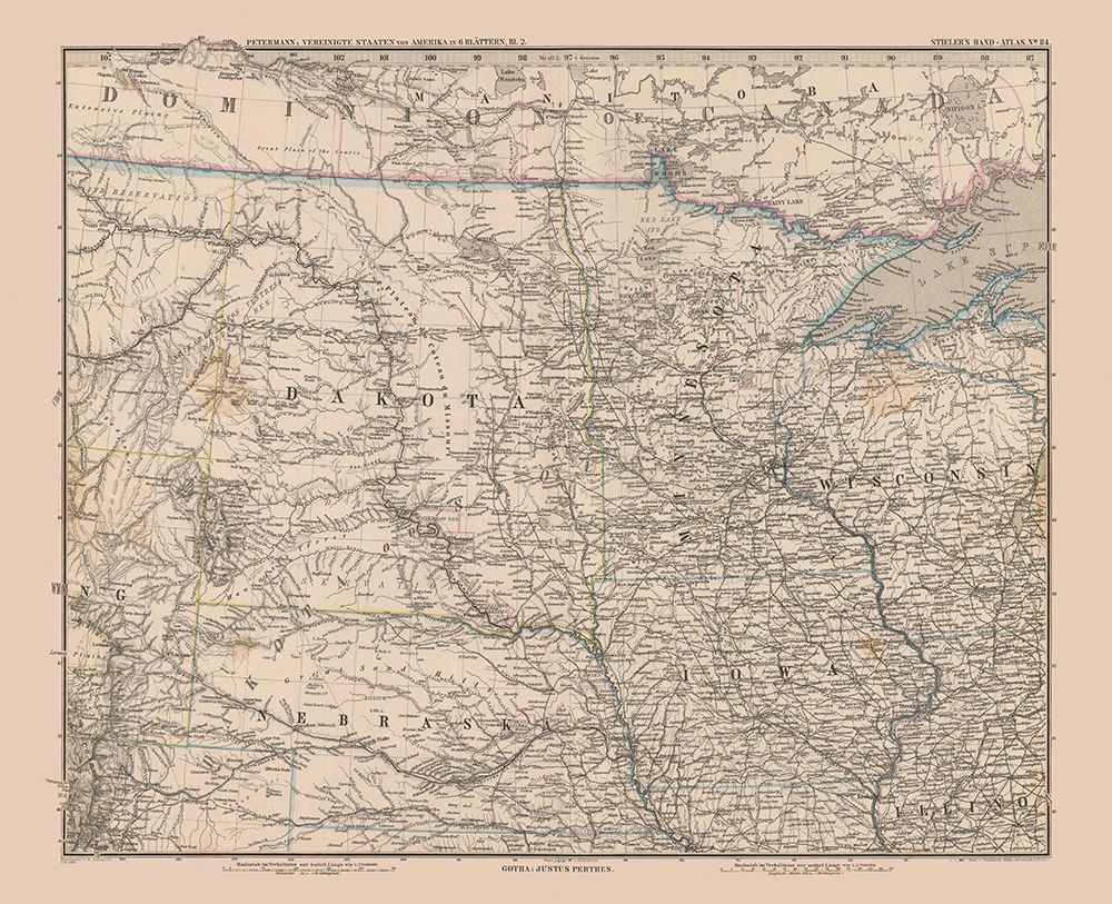 Midwest - Stielers  1885 art print by Stielers for $57.95 CAD
