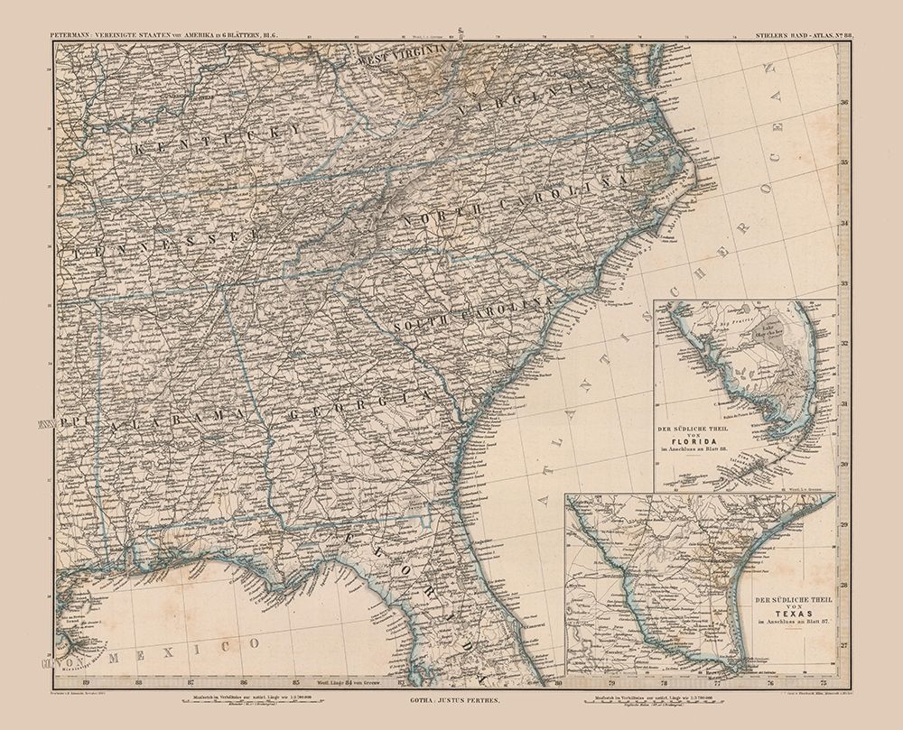 South East US - Stielers - 1885 art print by Stielers for $57.95 CAD