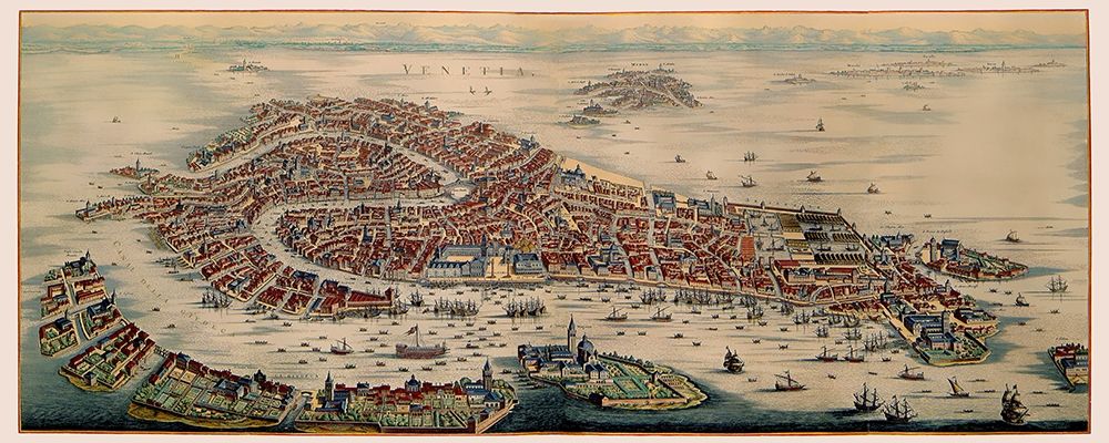 Venice Panoramic Italy - Mortier 1704 art print by Mortier for $57.95 CAD