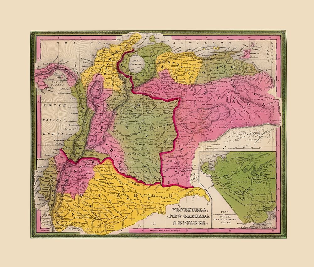 Venezuela New Granada Ecuador - Mitchell 1846 art print by Mitchell for $57.95 CAD