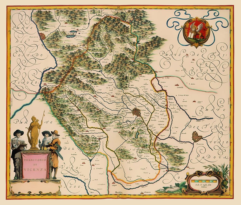Vicenza Region Italy - Blaeu 1640 art print by Blaeu for $57.95 CAD