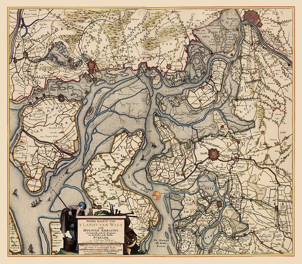 Waasland Region Belgium - Visscher 1681 art print by Visscher for $57.95 CAD