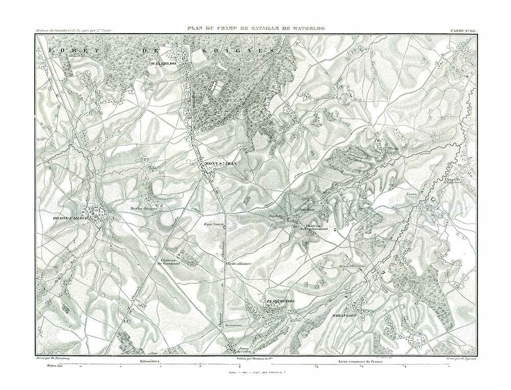 Battle of Waterloo, Field Plan - Thiers 1866 art print by Unknown for $57.95 CAD