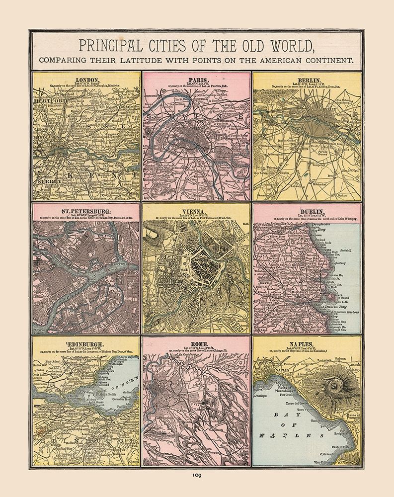 Principal Cities Old World - Cram 1888 art print by Cram for $57.95 CAD