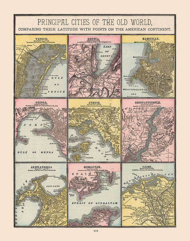 Principal Cities Old World - Cram 1888 art print by Cram for $57.95 CAD