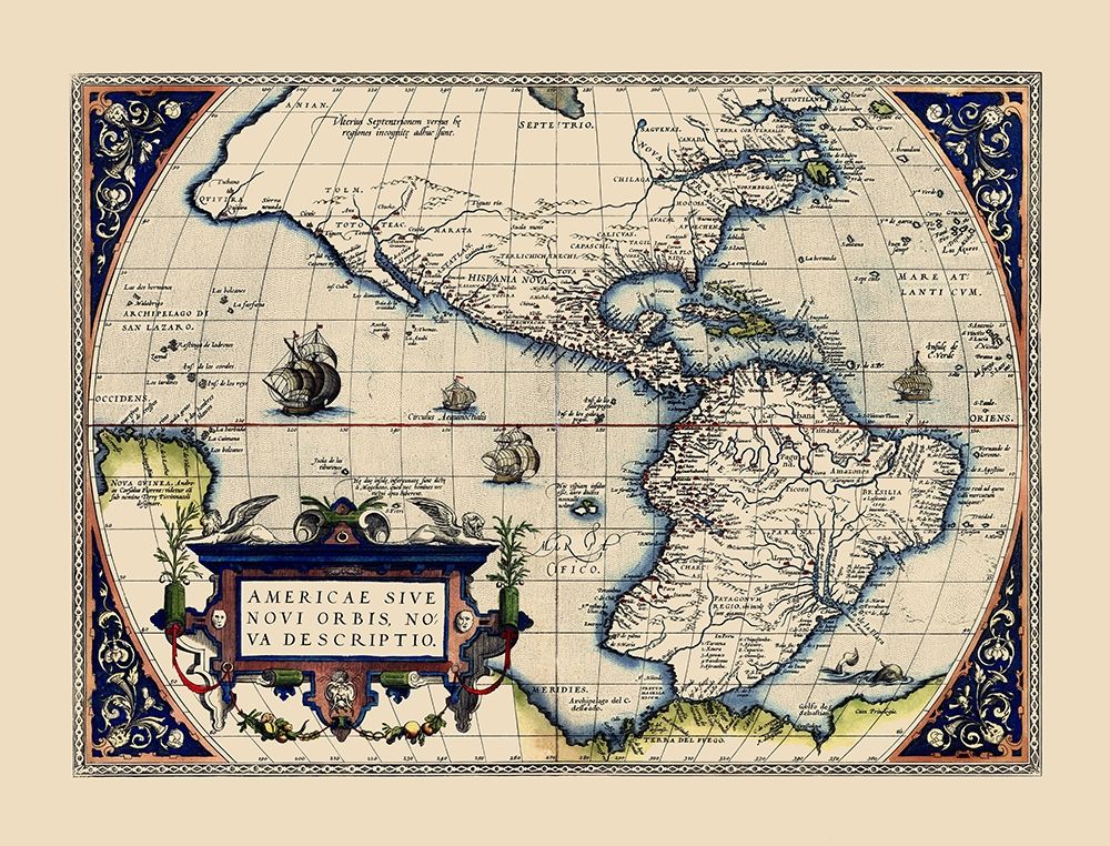 Western Hemisphere - Ortelius 1572 art print by Ortelius for $57.95 CAD