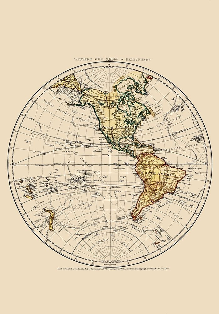 Western Hemisphere - Faden 1786 art print by Faden for $57.95 CAD