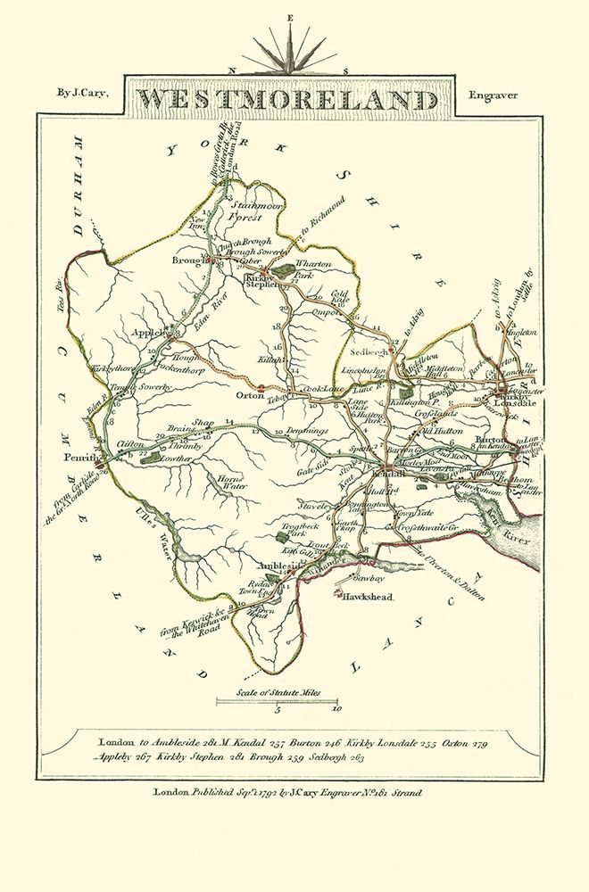 Westmoreland County England - Cary 1792 art print by Cary for $57.95 CAD