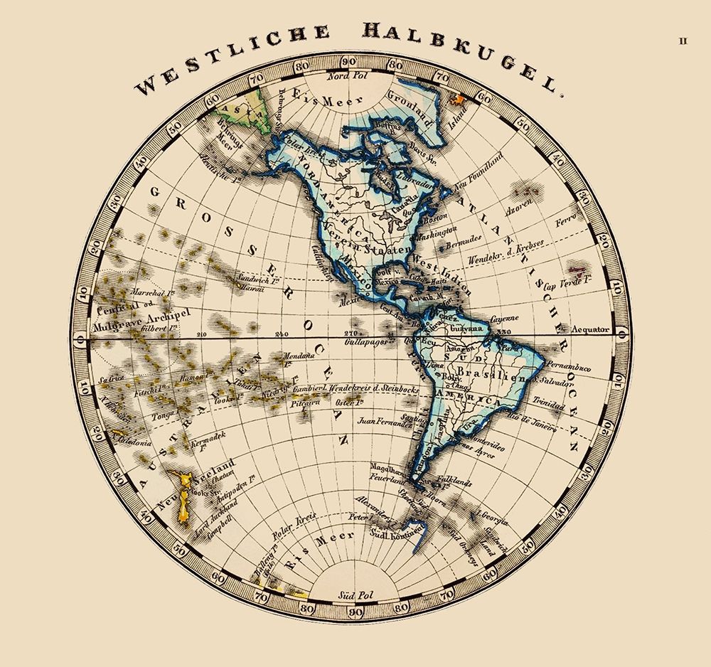 Western Hemisphere - Stieler 1852 art print by Stieler for $57.95 CAD