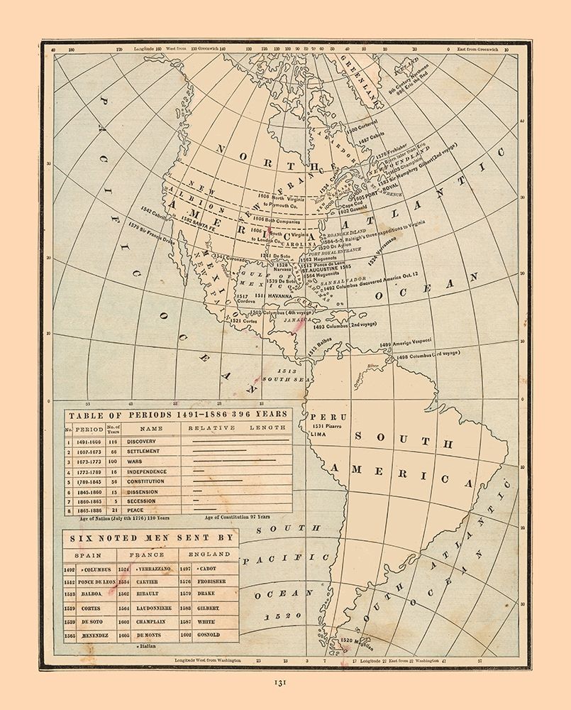 Western Hemisphire Discovery - Cram 1888 art print by Cram for $57.95 CAD
