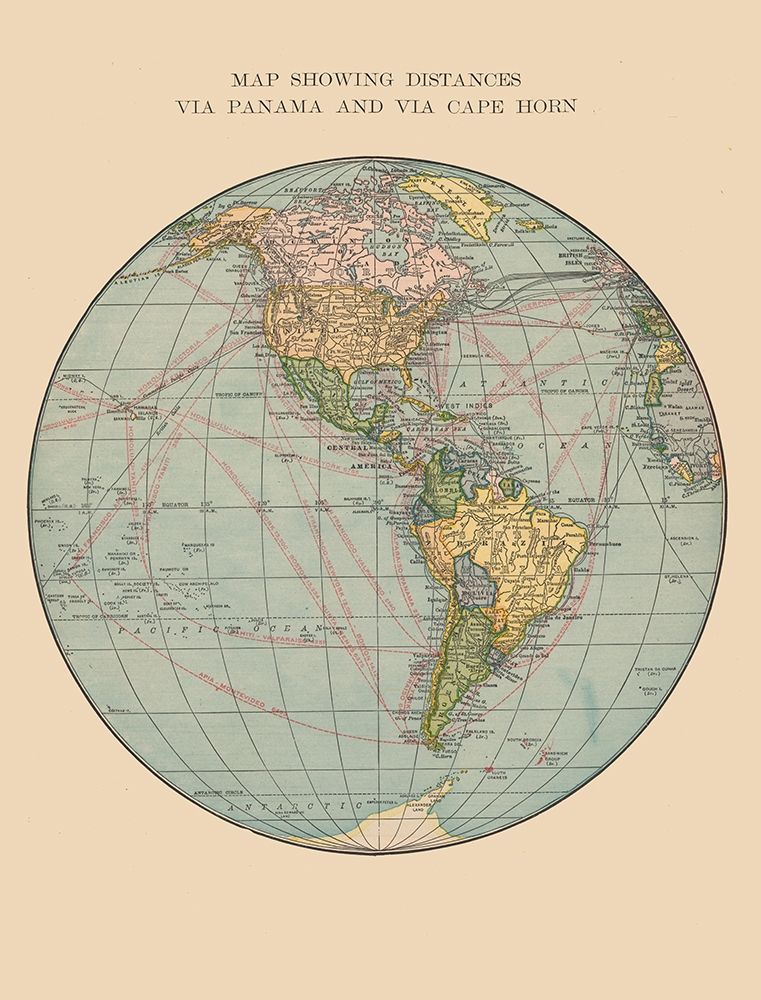 Western Hemisphere - Hammond 1910 art print by Hammond for $57.95 CAD