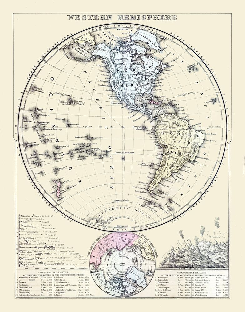 Western Hemisphere - Mitchell 1877 art print by Mitchell for $57.95 CAD