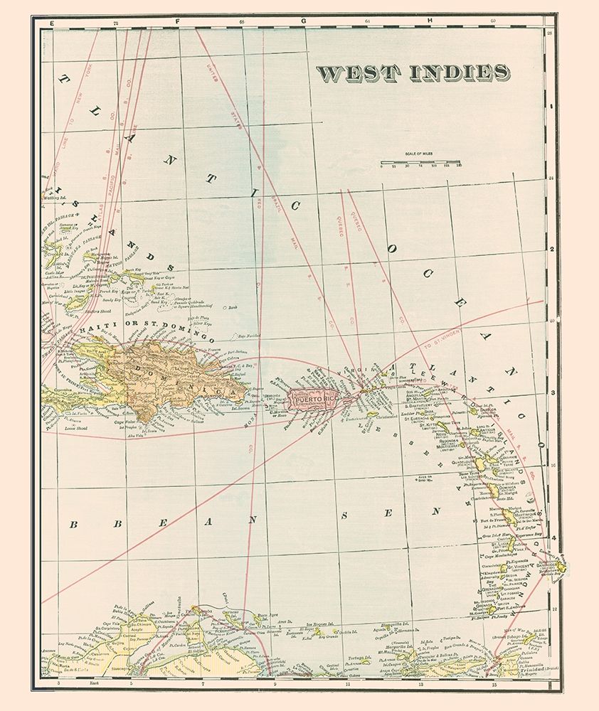 West Indies - Cram 1898 art print by Cram for $57.95 CAD