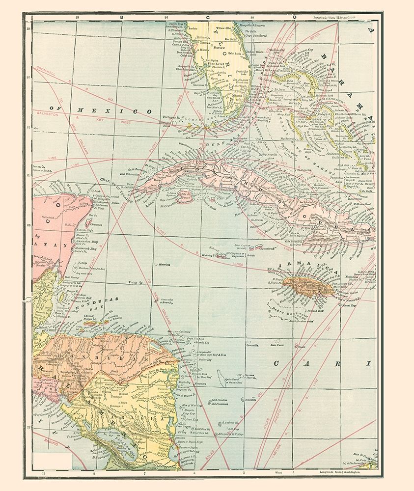 West Indies - Cram 1898 art print by Cram for $57.95 CAD