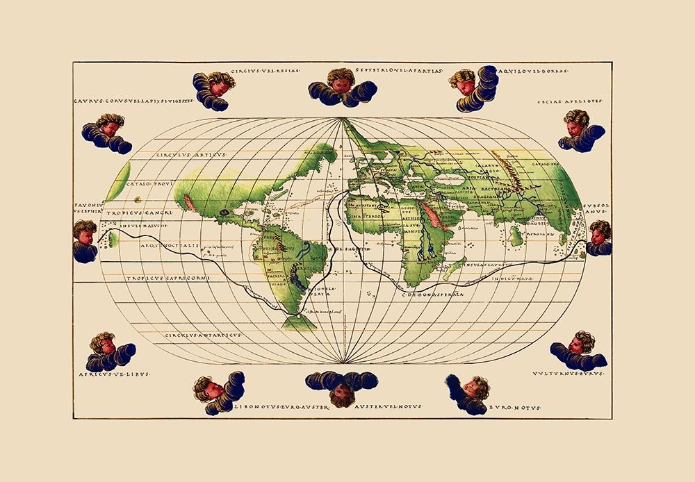 World - Agnese 1544 art print by Battista Agnese for $57.95 CAD