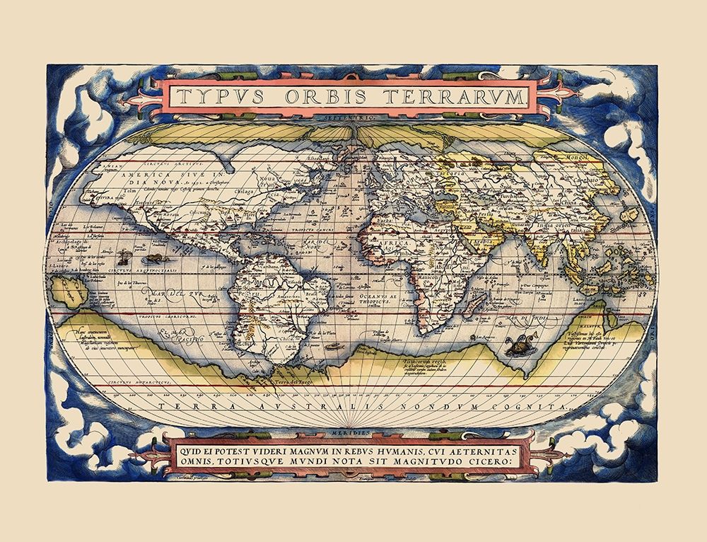World - Ortelius 1598 art print by Ortelius for $57.95 CAD