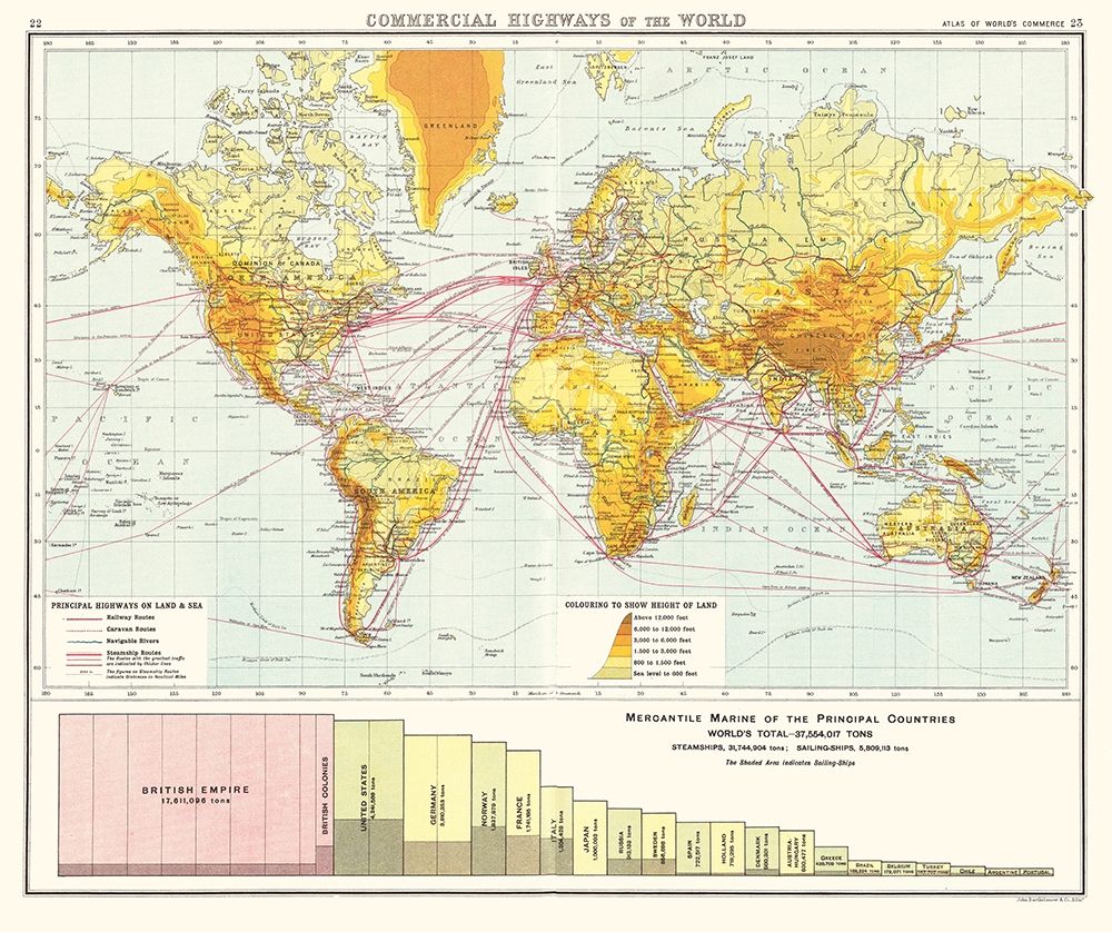 World Commercial Highways - Newnes 1907 art print by Newnes for $57.95 CAD
